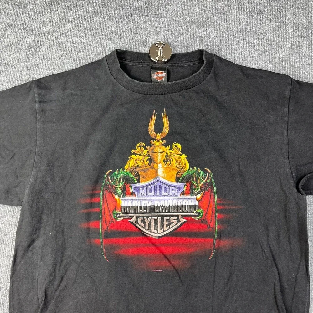 Harley Davidson T Shirt Mens XL Black Knight Gradient Helmet Dragon Orwigsburg